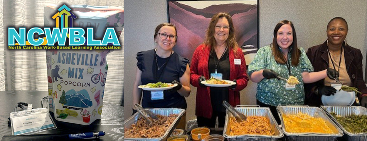 the board of director ladies serving lunch and a bag of conference popcorn